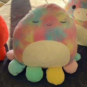Squishmallow 16” big octopus sea creature rainbow tyedye stuffy stands clean